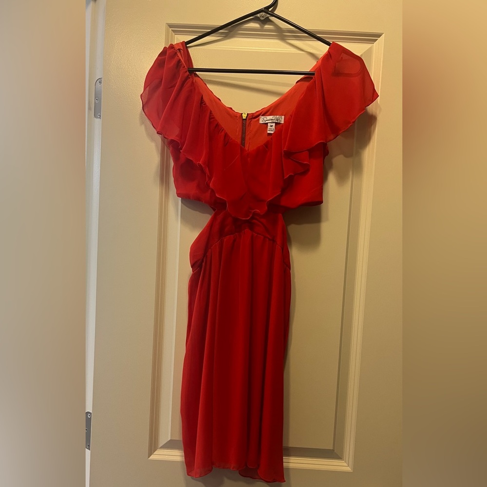 Elegant Red Ruffle Dress